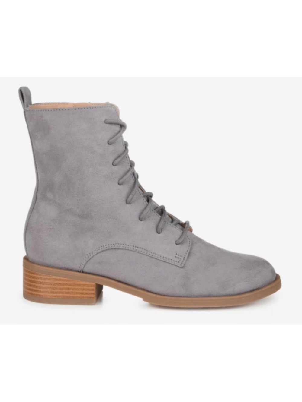 Journee Vienna Combat Boot Gray Women (Faux leather upper) Size 8